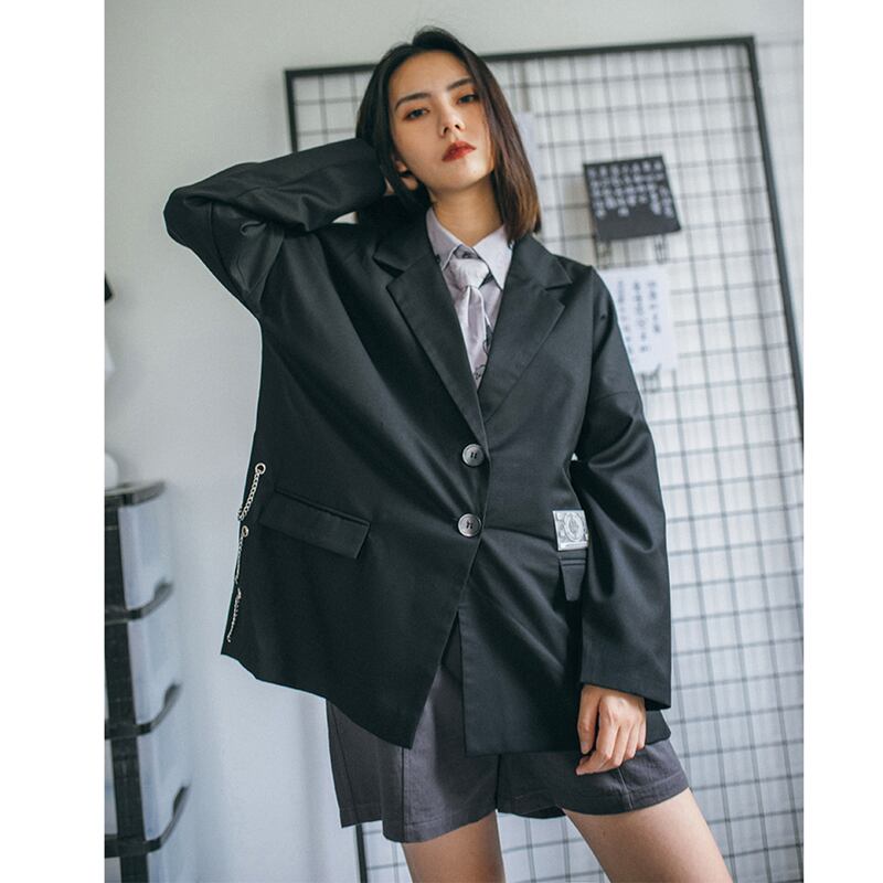 古怪舍シリーズ チャイナ風ブレザー アウター コート 原宿風 ファション かっこいい M L ブラック 黒い Elegant