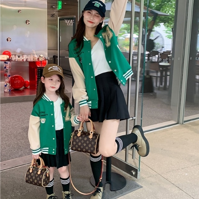 【MOM&KID】韓国風ファッションベースボールジャケット