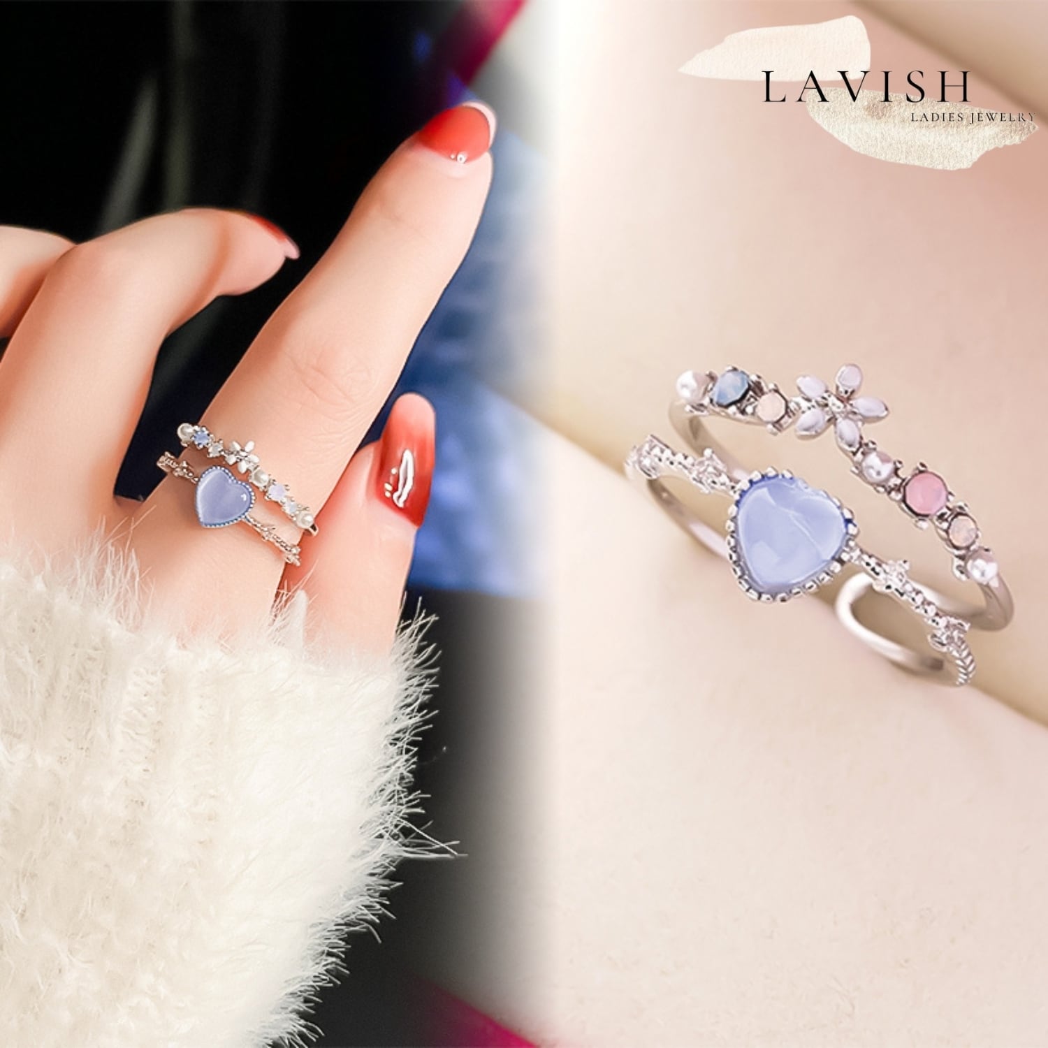 ティールブルーオープン リング レディース 指輪 ring