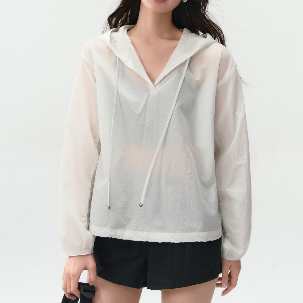 Drawstring Long Sleeve Sheer Hoodie Jacket BM0061