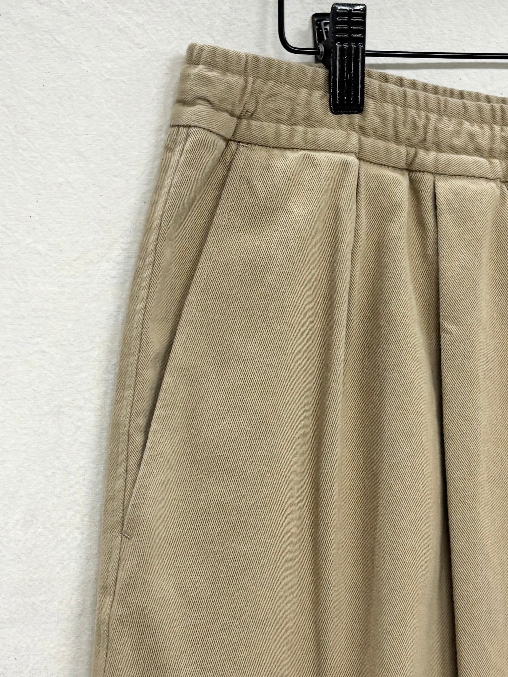 awasa / hard twist cotton twill wide easy shorts (KHAKI) | THE