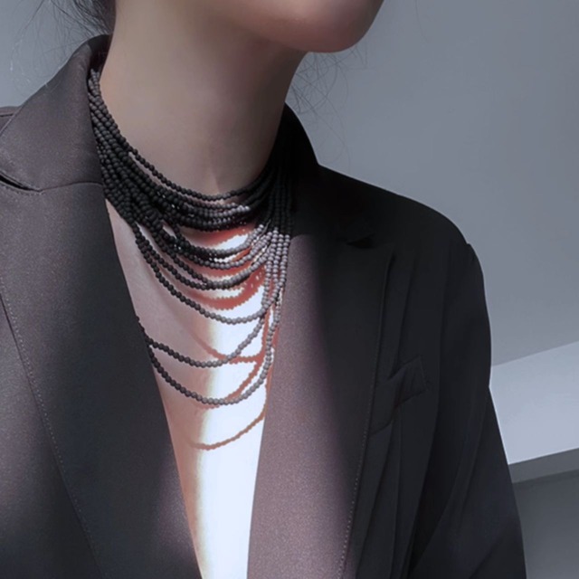 Matte color multi-layered bead necklace C1009
