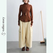 【2color】小さなフリルが揺れるハイネックトップ 《P0288》