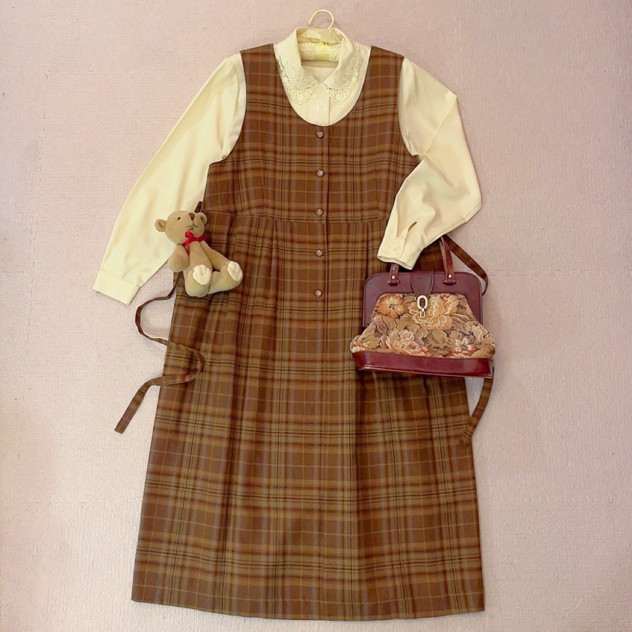 brown check jumper skirt