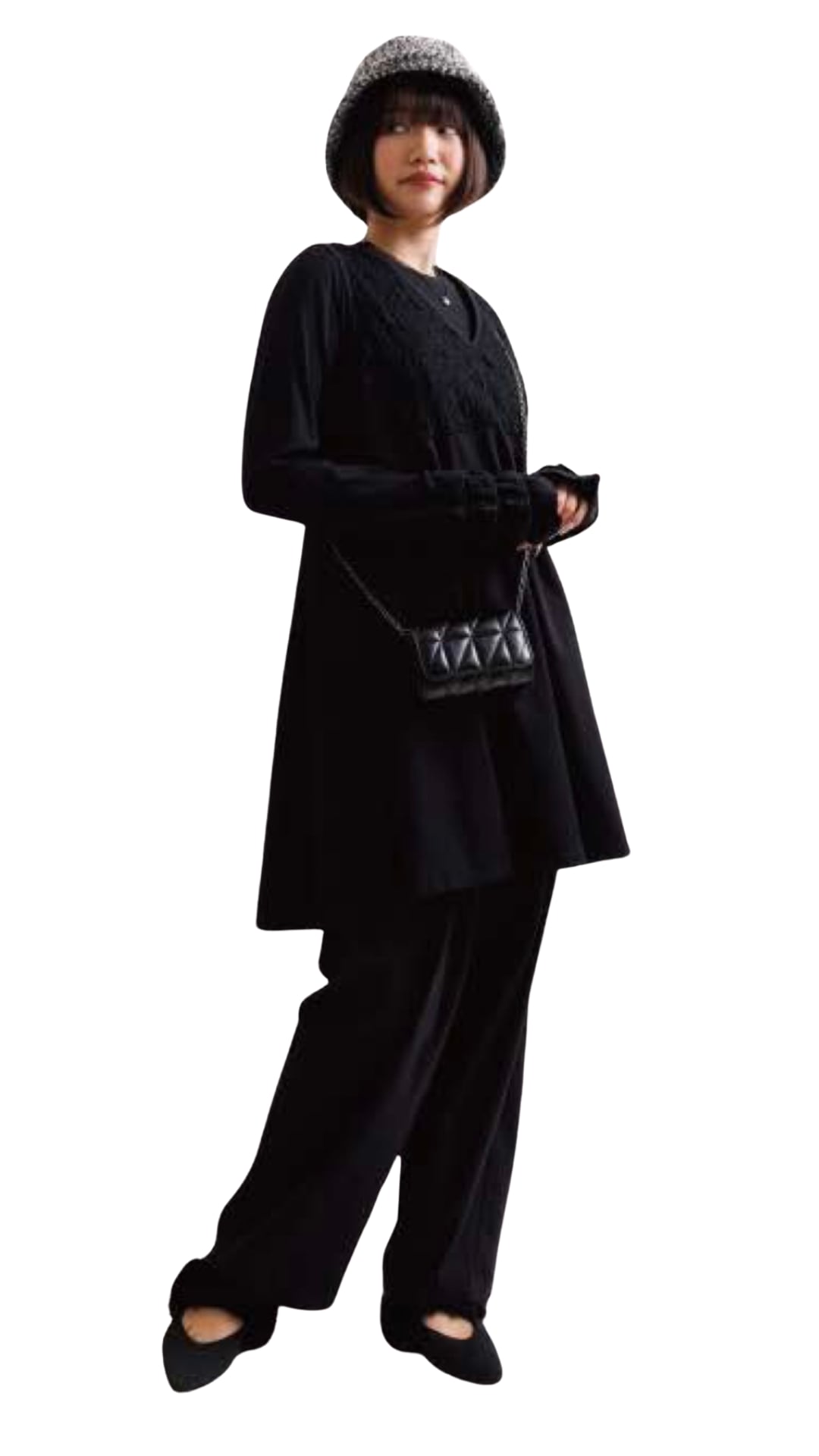 2月予約 ayane フリルカフフレアロンT No.816327 ホワイト ライトグレー ブラック 9号 Mサイズ アヤン