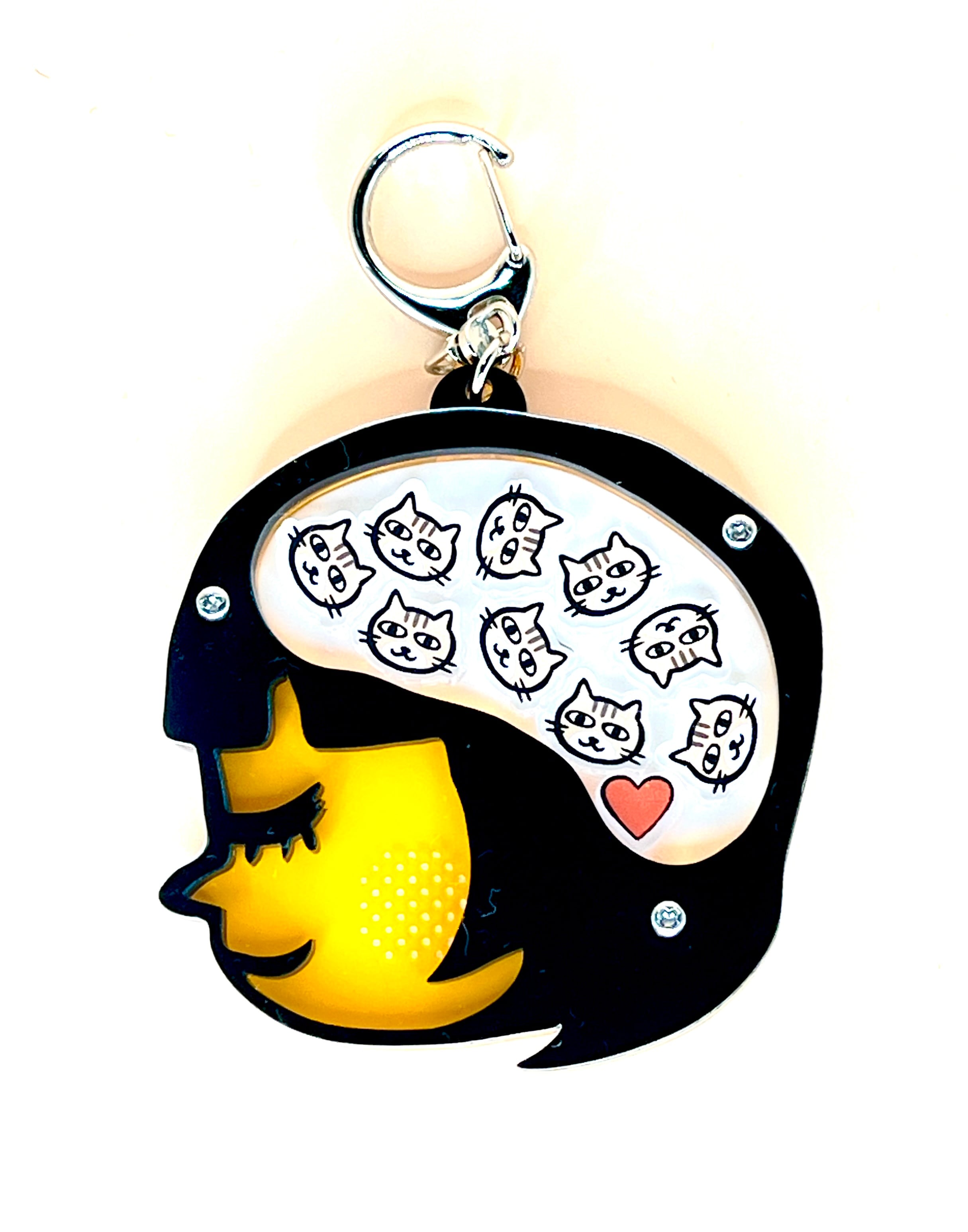 ネコ大好き】脳内シャカシャカ アクリル切り絵キーホルダー | U-suke Shop