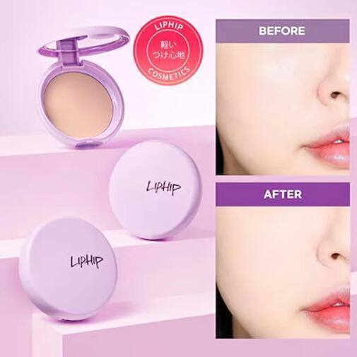 リップヒップ LIPHIP パウダーパクト 10g フェイスパウダー 崩れない パウダーファンデーション 毛穴カバー テカらない マッド メイクアップ プチプラ マスク崩れにくいファンデ 韓国 コスメ