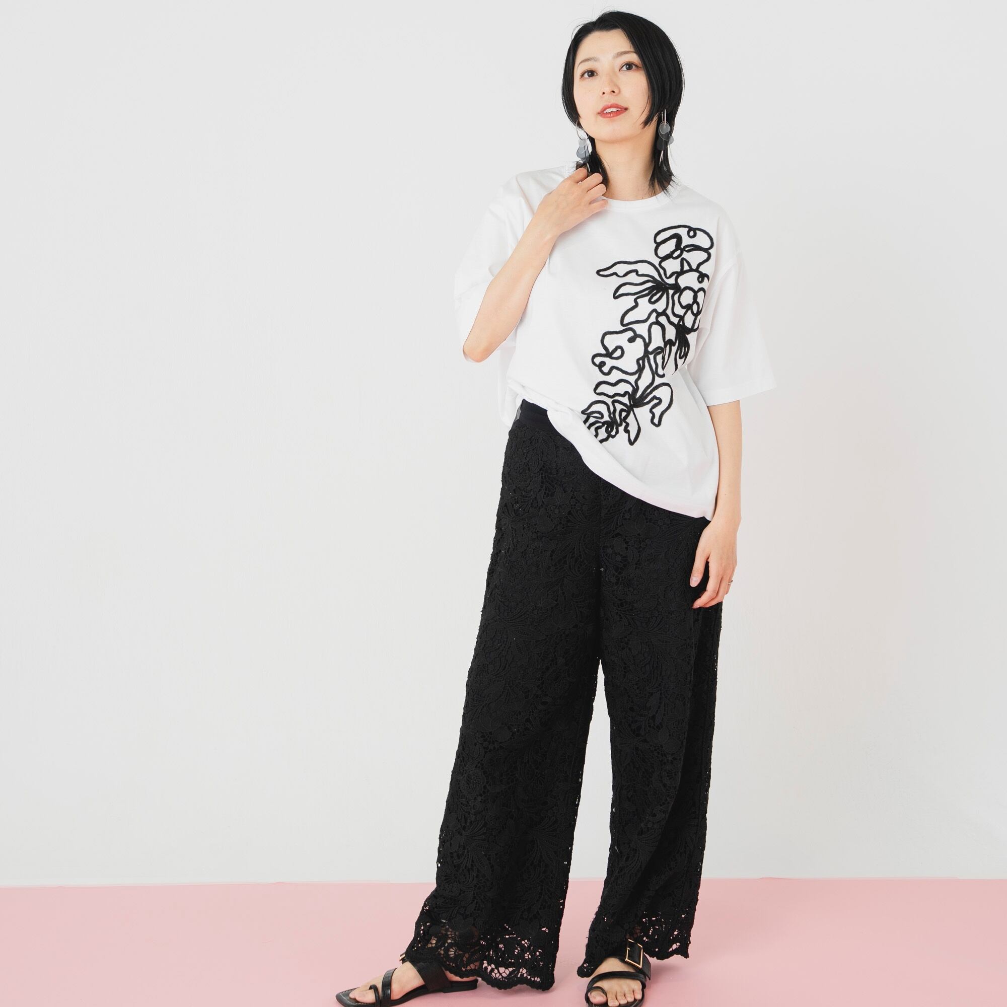 コード刺繍Tシャツ / CONTRESSE | HARUHANA