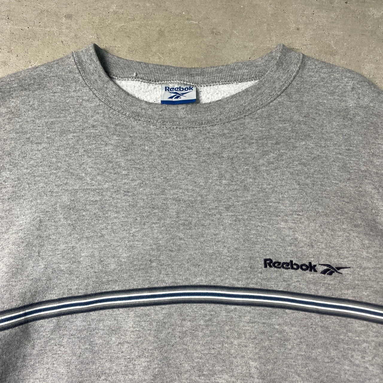 90年代 USA製 Reebok リーボック スウェットシャツ ラインデザイン 