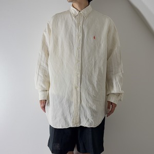 Ralph Lauren LINEN SILK COTTON shirt Ivory [XL] 古着