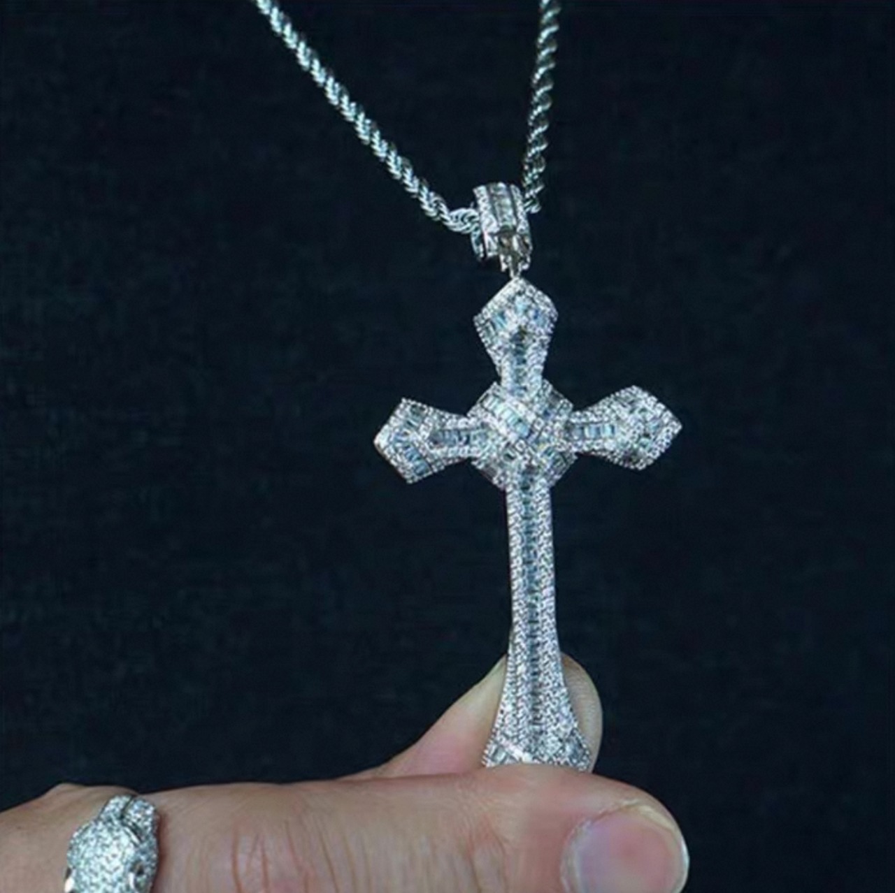 【grt26】Moissanite Cross Pendant
