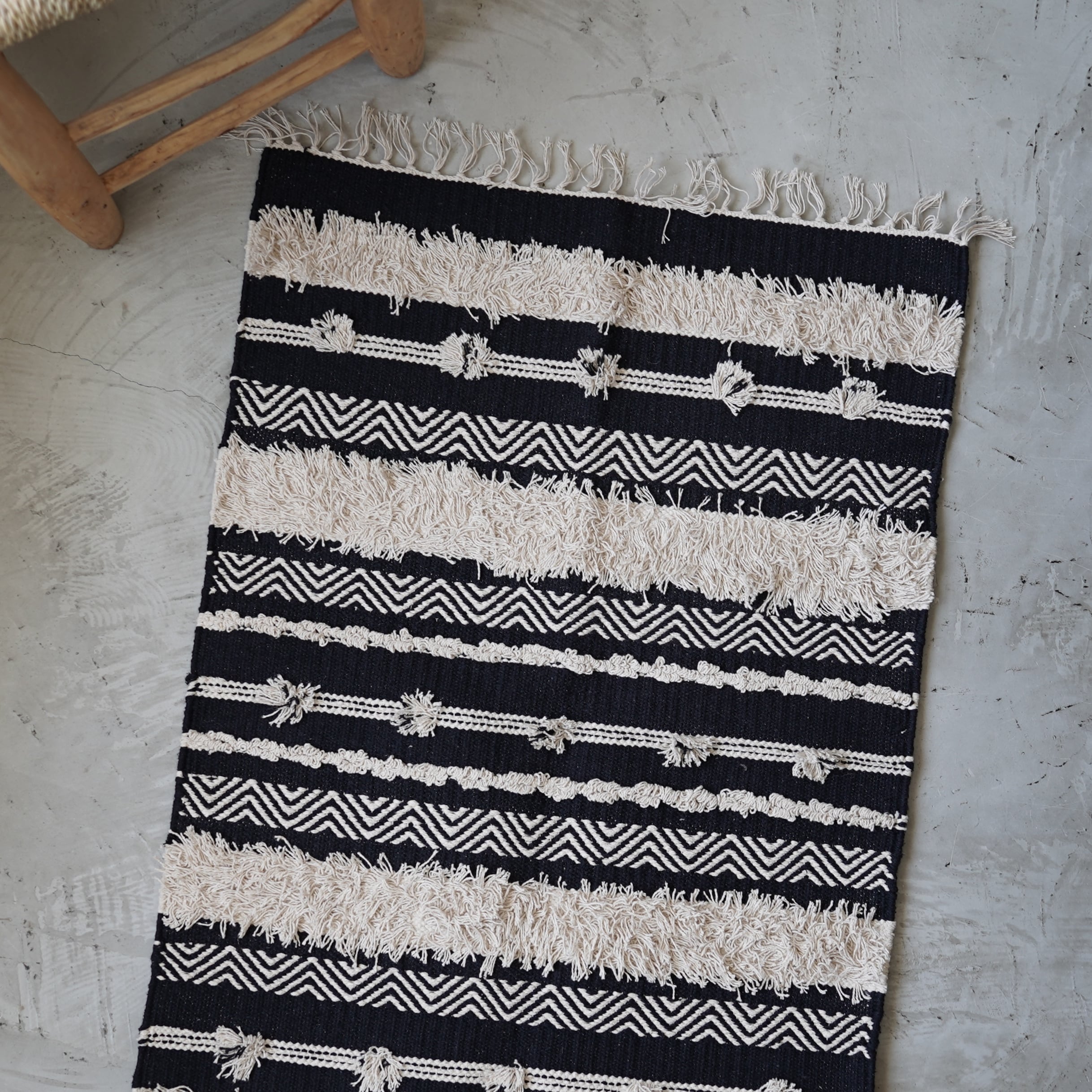 手織りフリンジラグ/People Tree