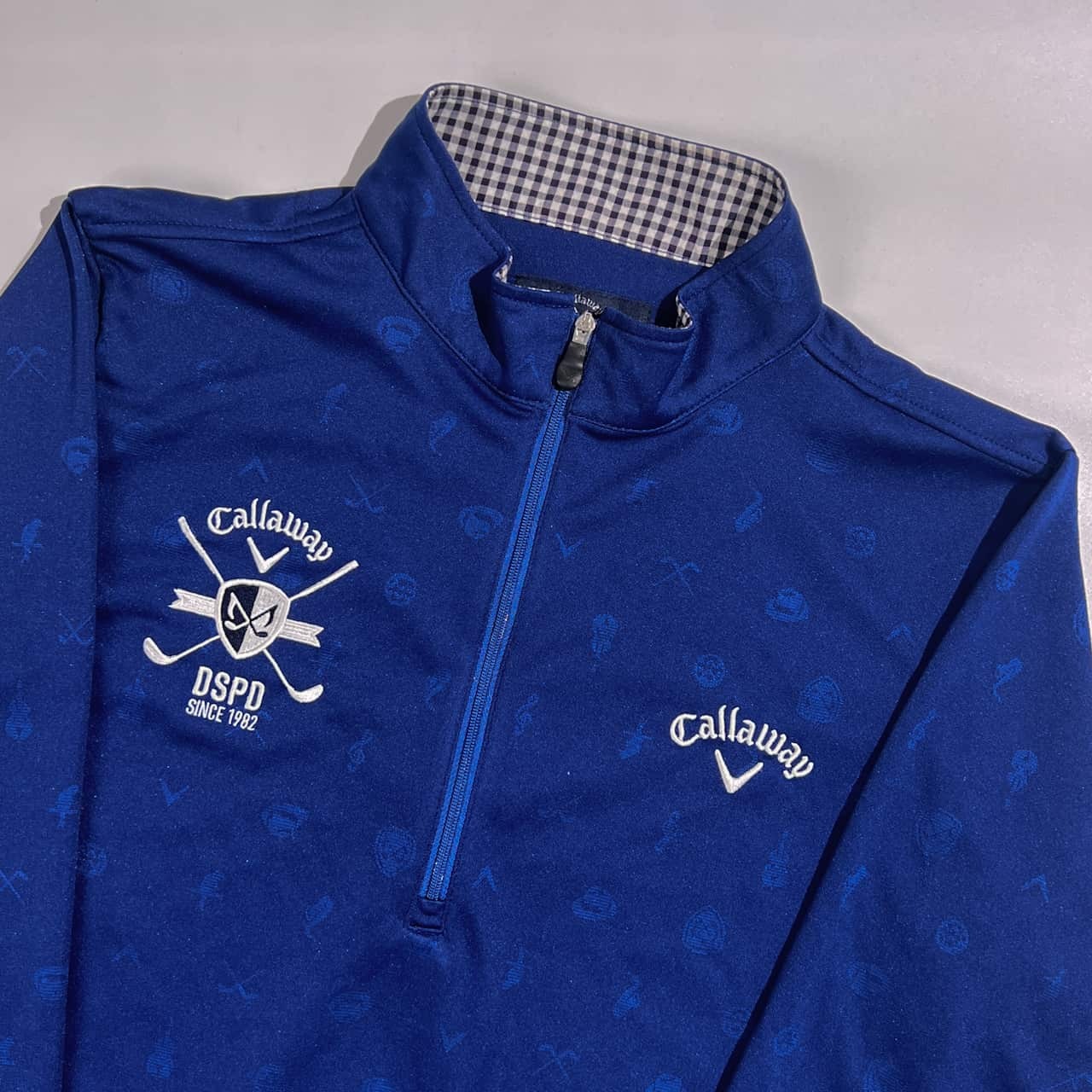 Callaway キャロウェイ 総柄 ハーフジップ プルオーバー 長袖シャツ サイズ M /ネイビー系 メンズ