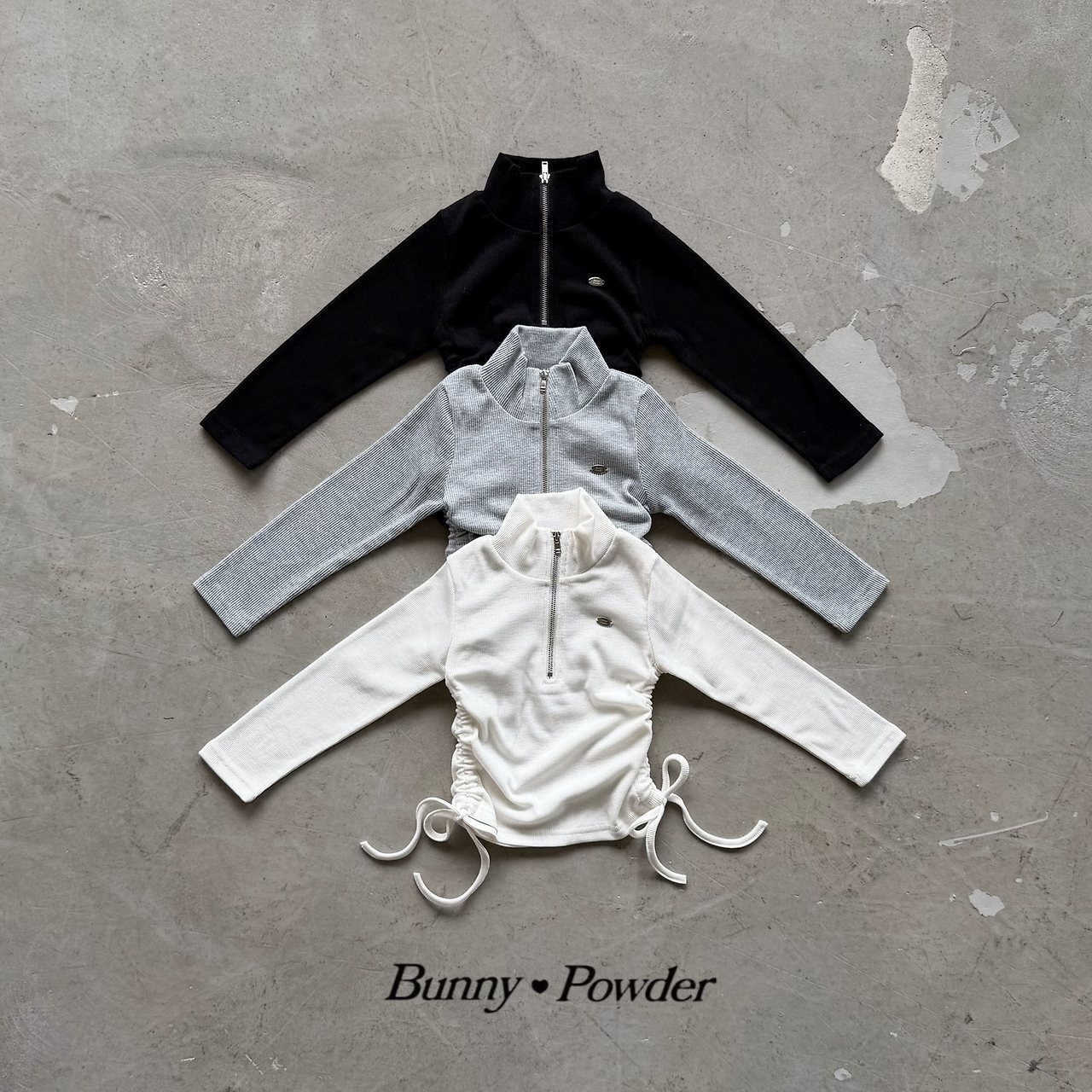 ivory S［即納］ any half zipup tee 26autumn/ bunny powder