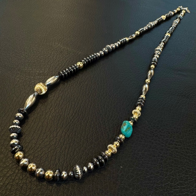 ブライト(Bright)ネックレス(Wave S Hematite)ターコイズ 60cm