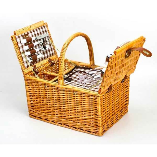 LoaMythos 両開きAll in One Picnic Basket（2人用） 保温 保冷 クーラー バッグ付 lm1003670 ピクニック バスケット