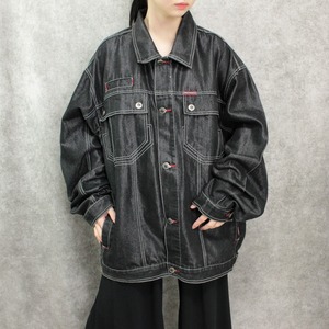 “光沢” black color oversize design jacket