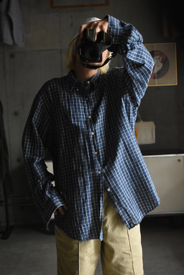 OK/00-90's "Ralph Lauren" cotton × linen B.D shirt
