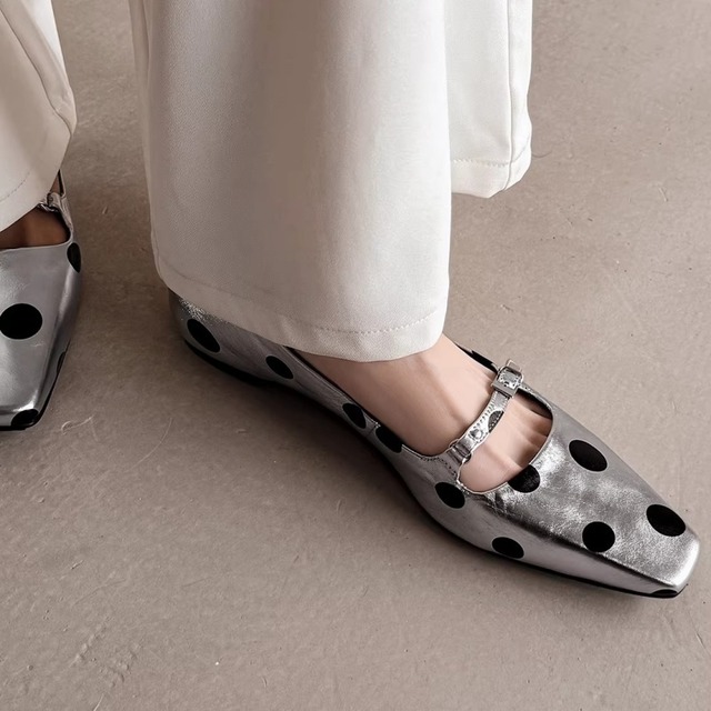 全3色/【34-40】Square toe polka dot pumps　M415