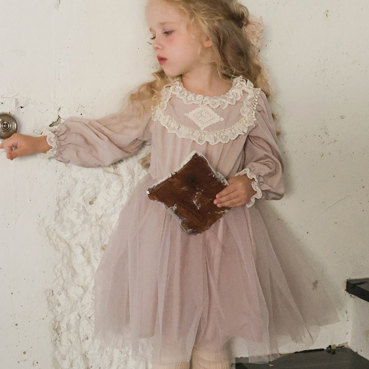 秋レースフリルワンピース