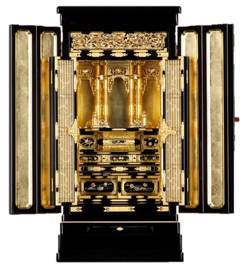 京型 彫欄間の別台金仏壇 高さ101cm お西向け｜KB-G-027