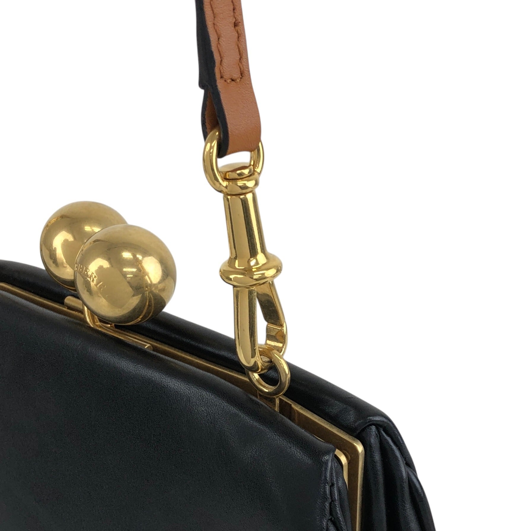 BURBERRY バーバリー ショルダーバッグ ブラック がま口 レザー ミニ