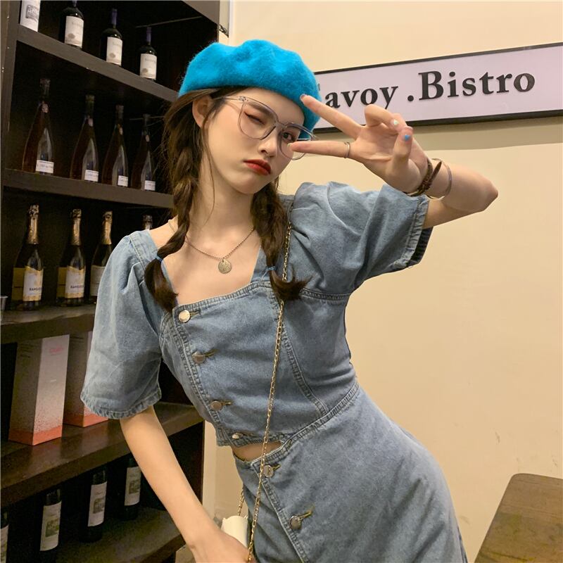 ウェストスリーブドレス レディースサマーショートスカート 夏物 スクウェア YY-ファッション42364372697