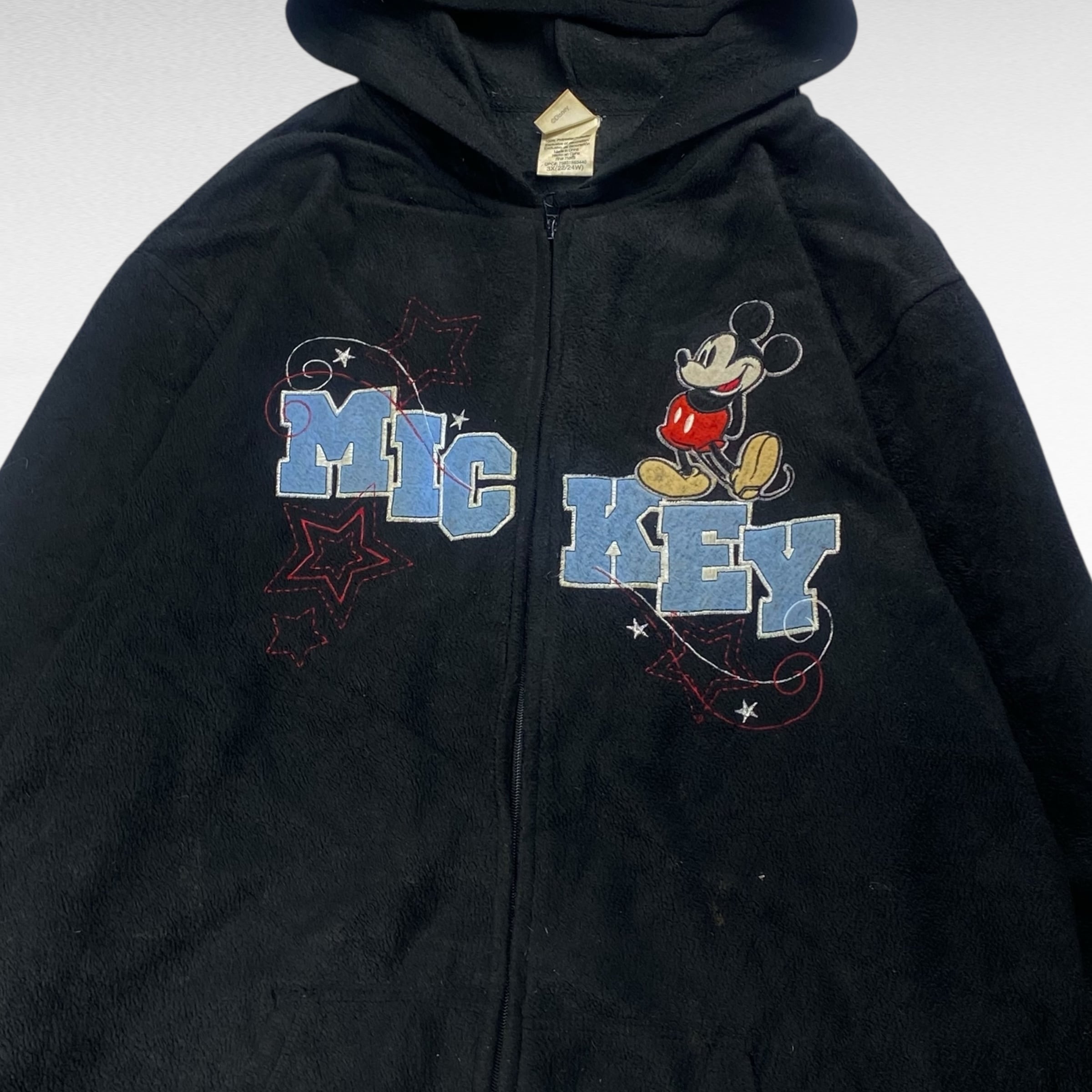 はる2585古着Disneylandフルジップパーカーミッキー刺繍ロゴフェ DISNEY(ディズニー)ミッキー長袖ジップパーカー/全2色