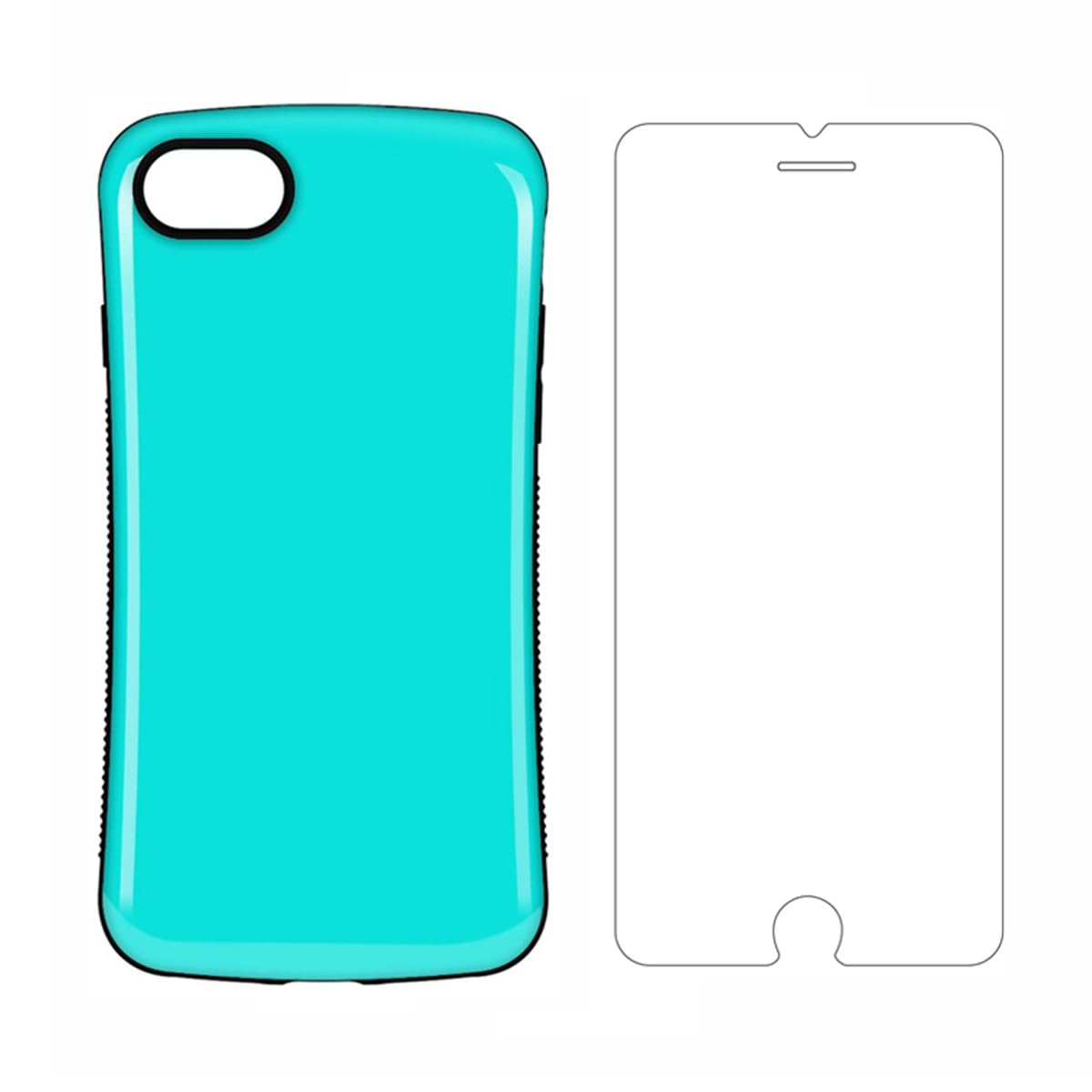 Coccoee iPhone SE 第3世代 第2世代 7 8 用 ケース 強度9H 強化ガラスフィルム1枚付き+ 2点 TPU アイフォン8 カバー 2重構造 耐摩擦 滑り止め 画面保護 (ライトブルー)
