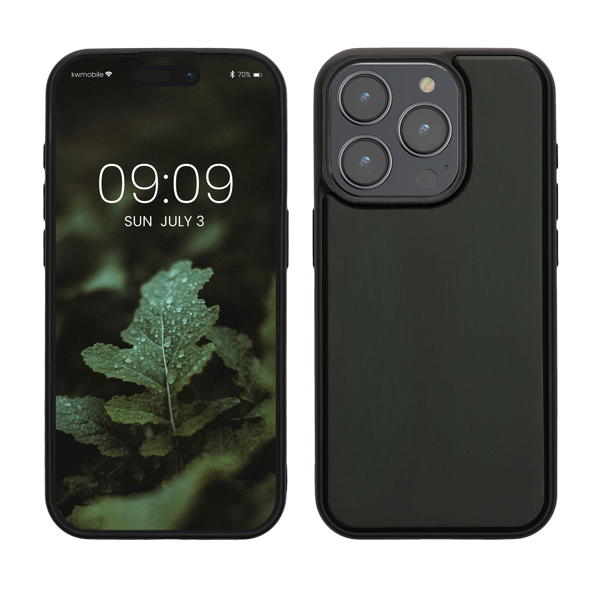 kwmobile スマホケース iPhone 15 Pro対応 ケース - 木製 携帯ケース TPUバンパー - ナチュラル ウッド スタイル