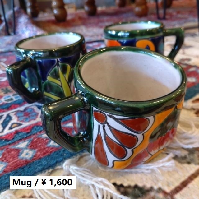 メキシコ　グアナファト焼　マグカップ　グリーン 全3種　コーヒーカップ　テ ィーカップ　スープカップ　コップ　ハンドメイド　陶器