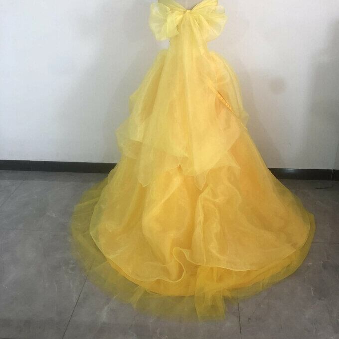 カラードレス イエロー 大人気上昇 オフショルダー 挙式 | David1021k  