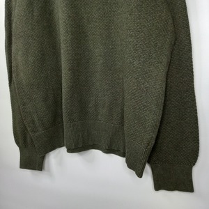 Goodiellow&co　クルーネック　コットンニット　サーマル　セーター　無地　薄手　オリーブ　カーキ　M