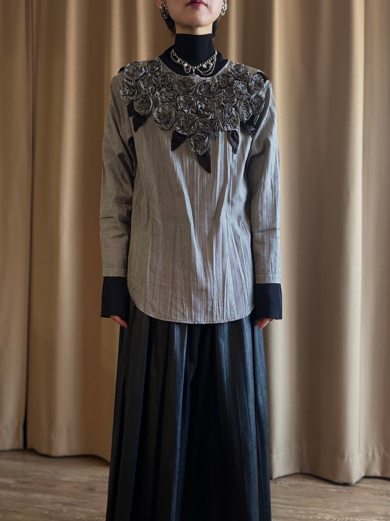 flower motif feminine mode tops-5140-2