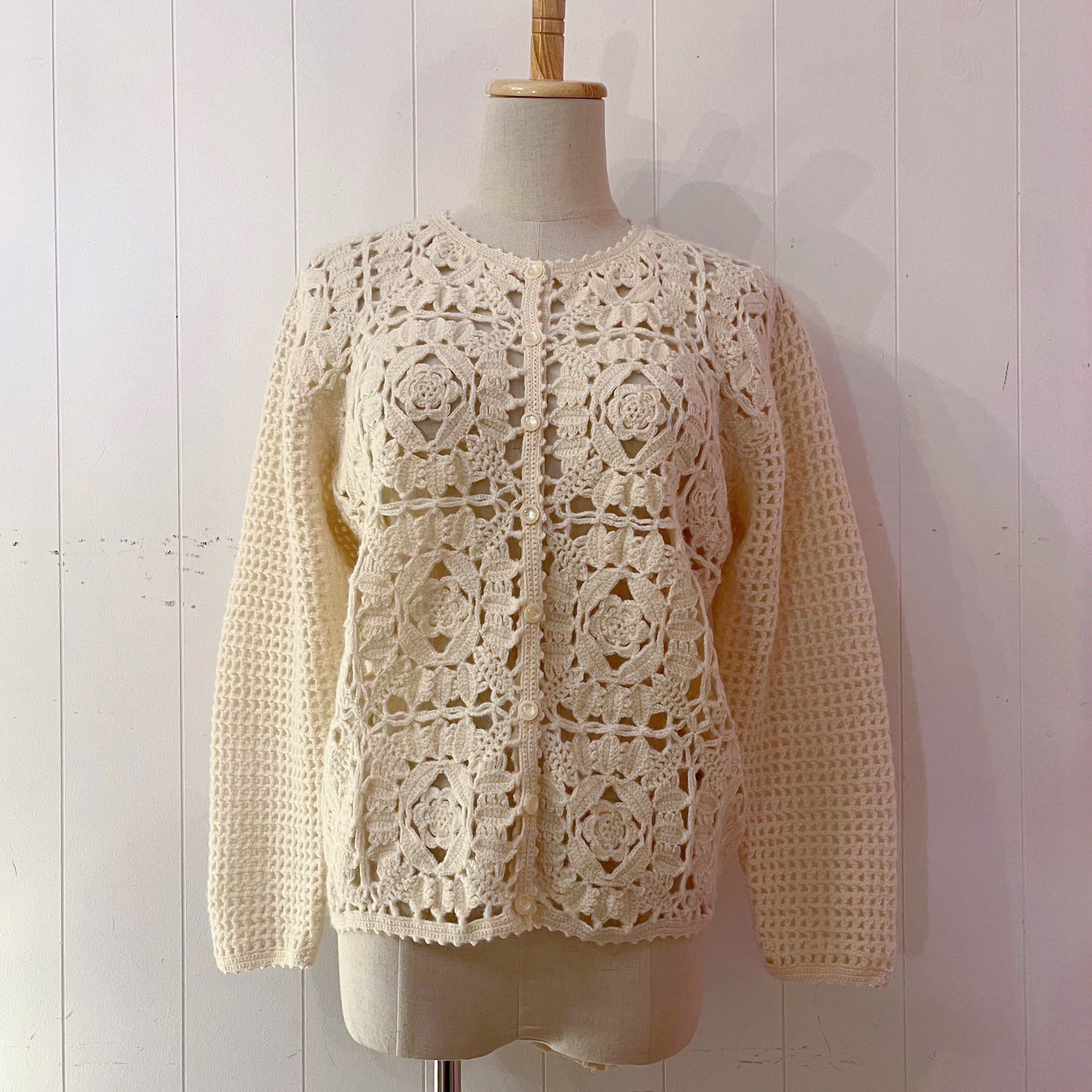 openwork motif knit cardigan