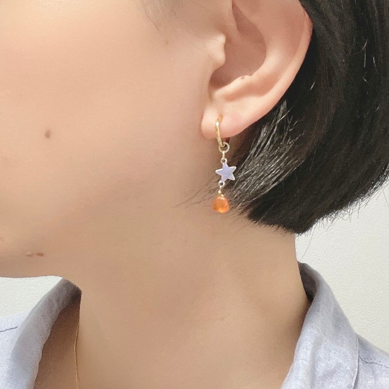 85 Gold×Silver カーネリアン×スター／イヤリング ピアス | G☀️BLESS