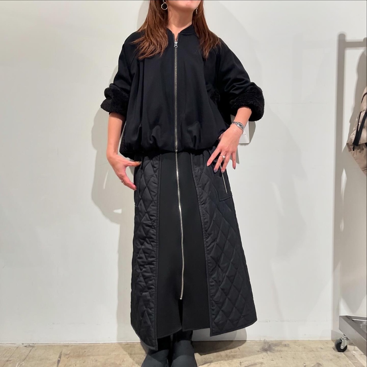 ルギバ lugiva tokyo 合繊ツイル×キルト切替スカート