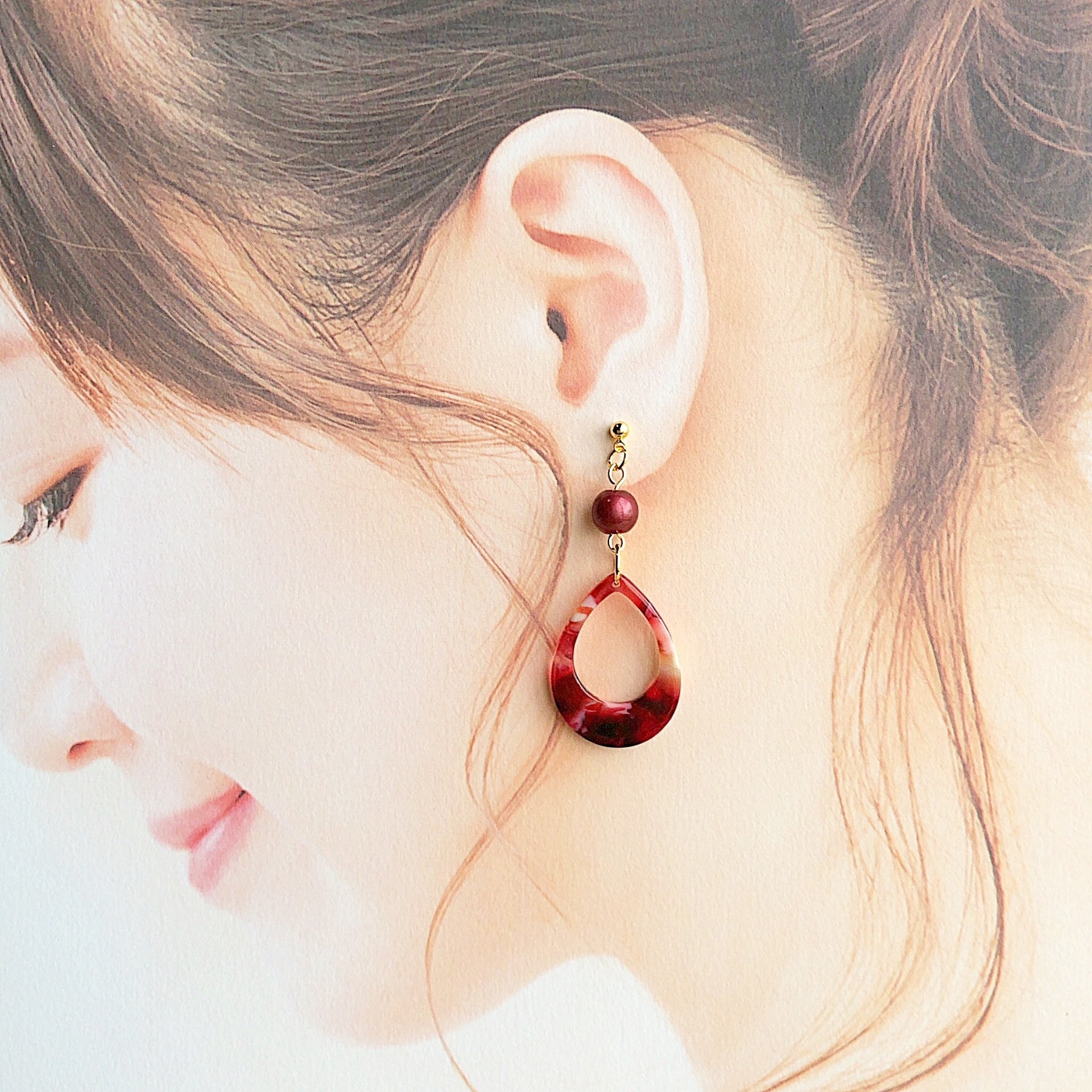 ピアス】 雫アクリルフープ | fiore di eleganza