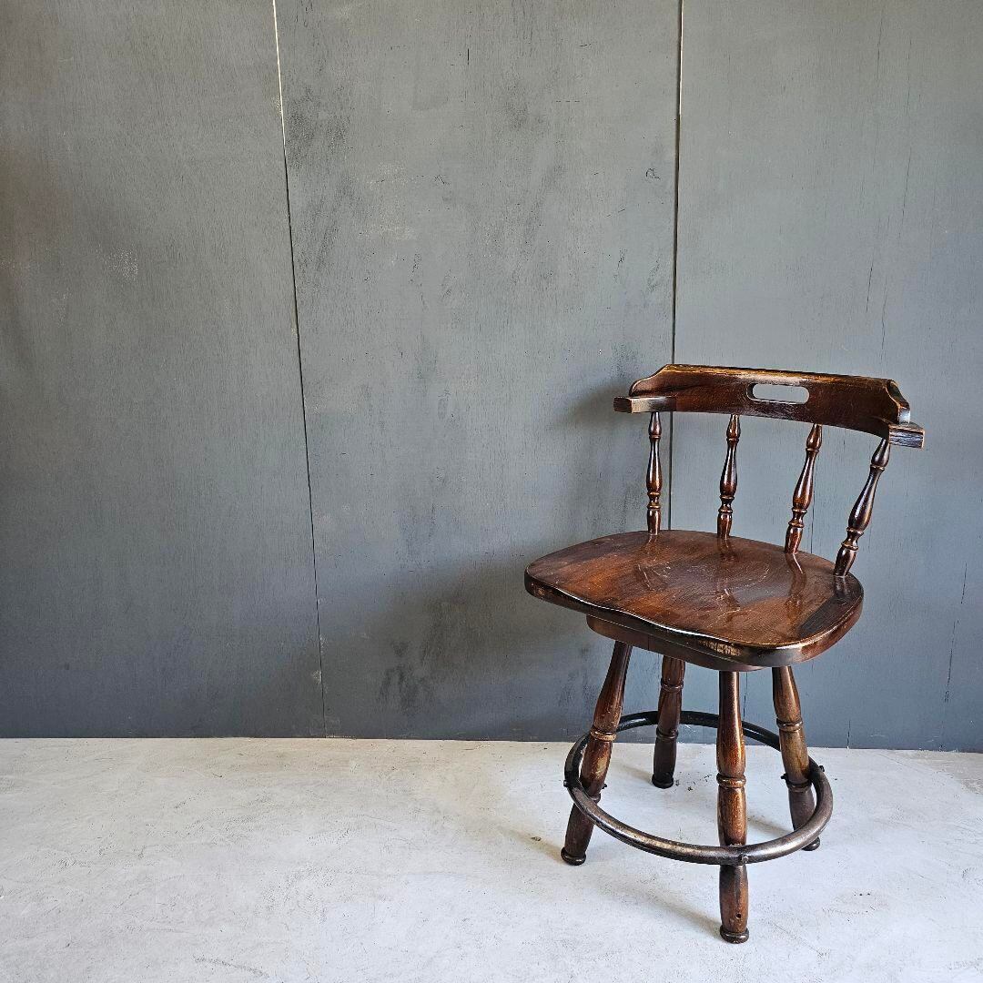 希少 飛騨産業 キツツキマーク バーチェア カウンターチェア 回転椅子  