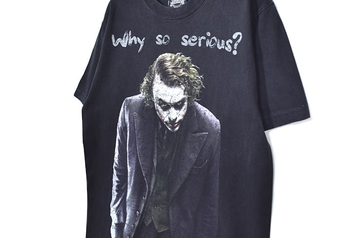 00S 映画 ダークナイト ジョーカー ヒースレジャー Tシャツ オリジナル メンズM The Dark Knight JORKER バットマン  @BB0672 | ヤング衣料店 powered by BASE