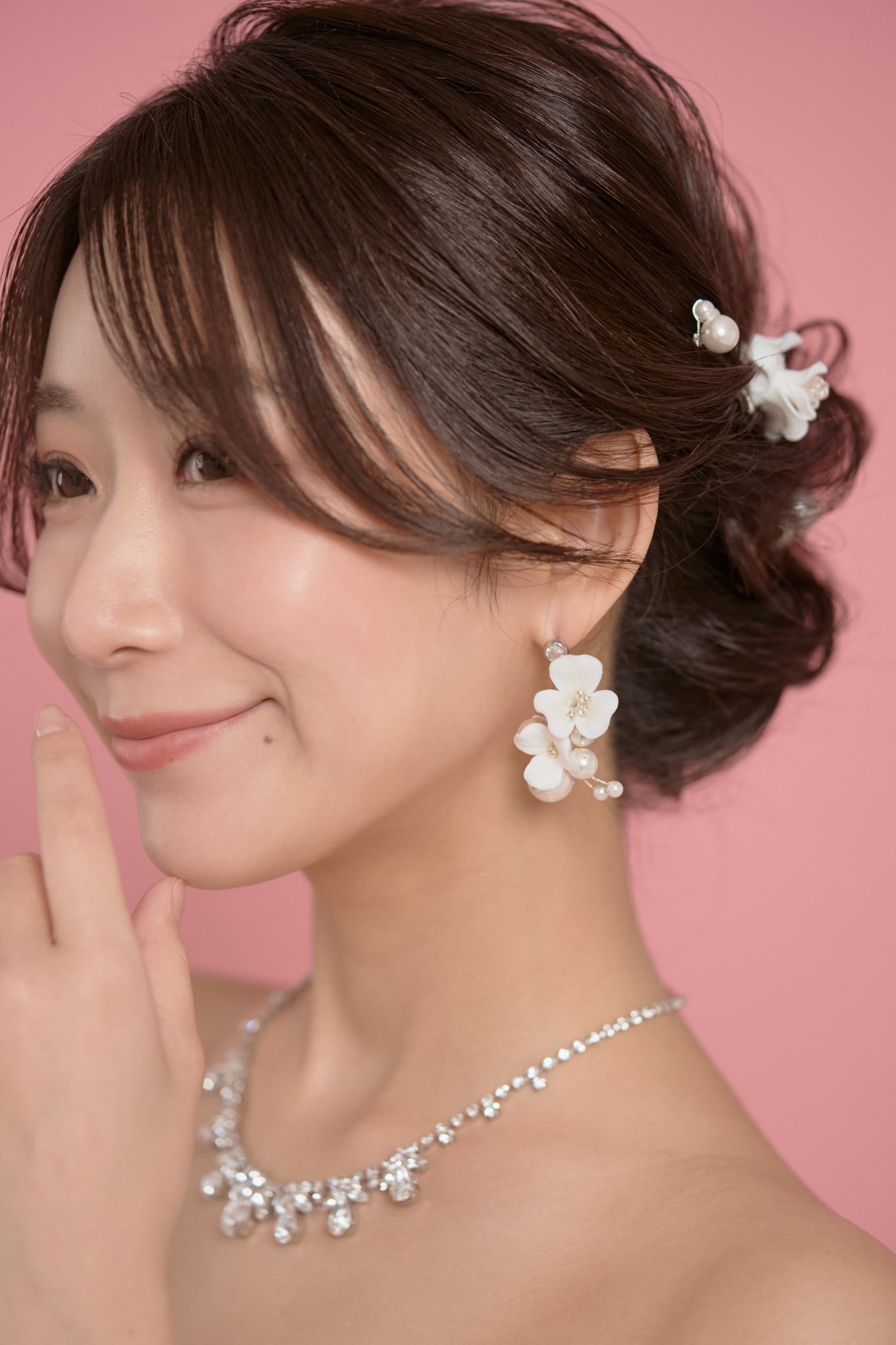 H-154 White Flowerヘアピンセット＜シルバー＞ | ウェディング