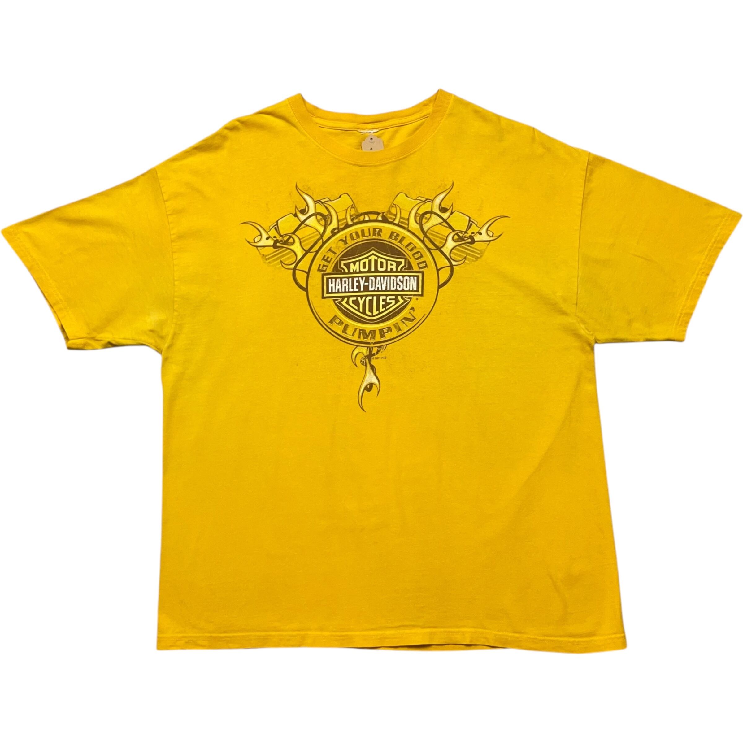 《XL》 Harley-Davidson ハーレーダビッドソン Tシャツ 両面プリント イエロー no.6825