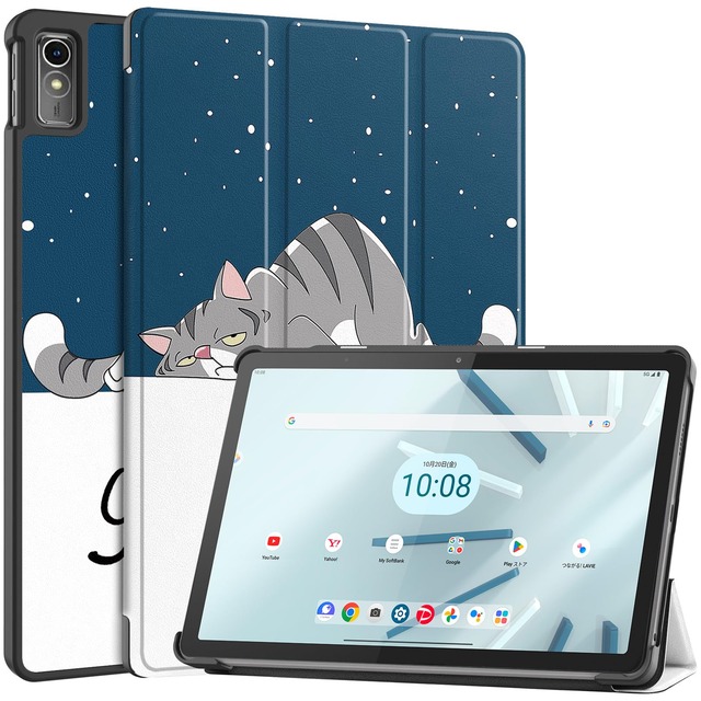 Lenovo Tab M10a 5G ケース Lenovo Tab M10a 5G LET02 au ケース Lenovo TAB7 ケース Lenovo Tab M10 5G ケース 10.6インチ【TCZM】タブレットケース 専用ケース 三つ折スタンド オートスリープ機能 薄型 軽量 マグネット式 保護カバー 衝撃保護 全面保護 (猫, Lenovo Tab M10a 5G)