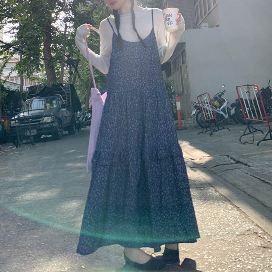 flower camisole long dress