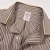 BROOKS BROTHERS ブルックスブラザーズ ノンアイロン ストライプ 長袖シャツ 15 1/2-32/ブラウン