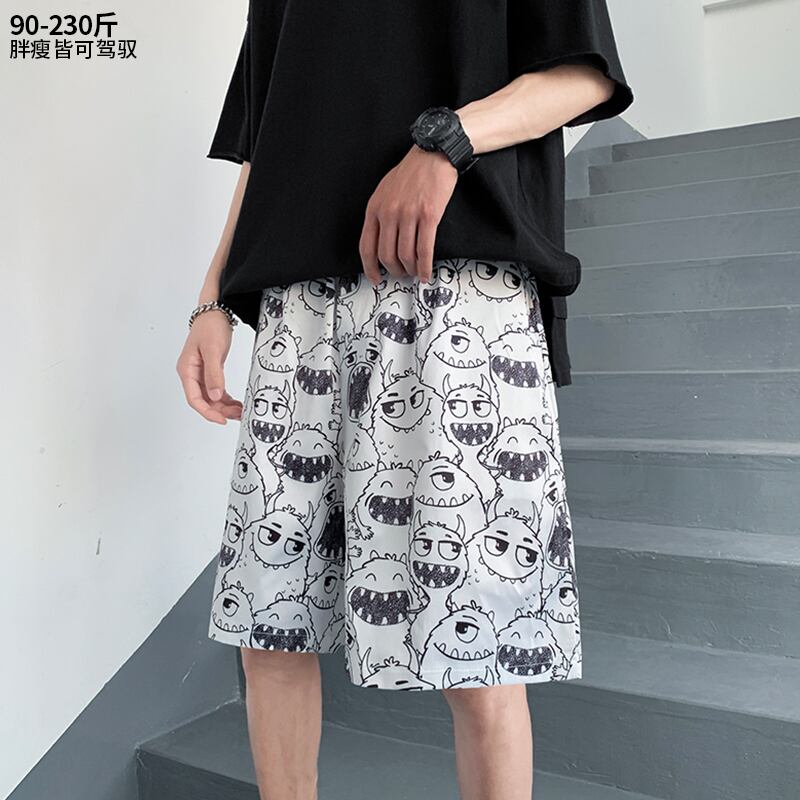 サマーカジュアルショーツ ルーズパンツ プリント柄 大きめサイズ 夏物 ブルマー ヒップホッププラスサイズ34081268847