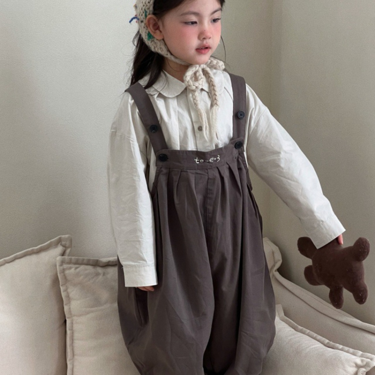 秋英字刺しゅうサロペット