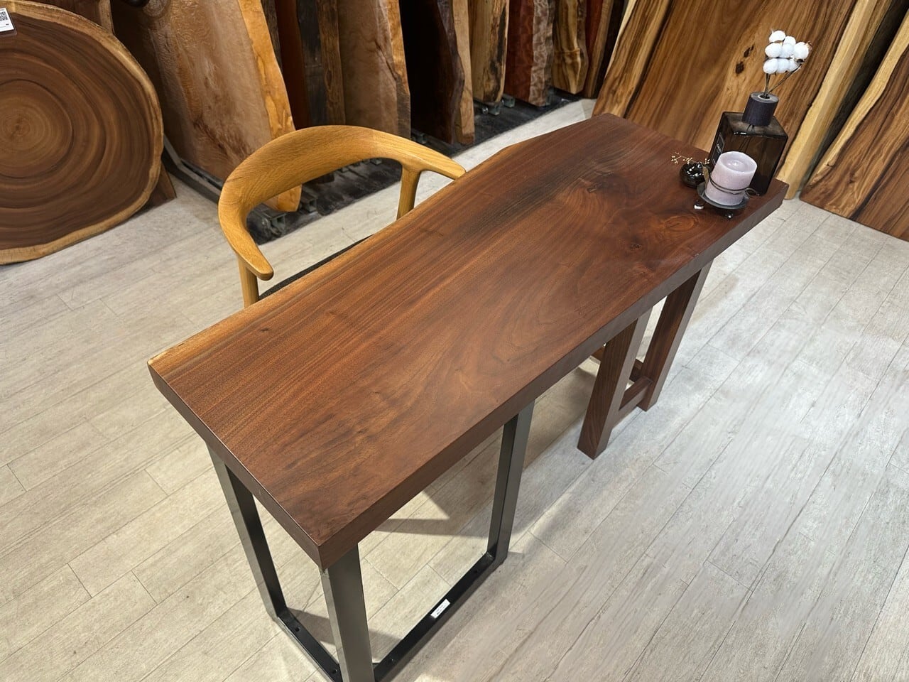 ウォールナット_1200×470-395×55_浅草本店_テーブル天板/一枚板 242190 ウォールナット_1200×470-395×55_浅草本店_テーブル天板/一枚板 242190