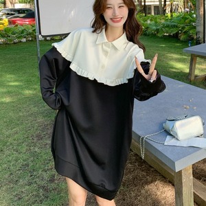 【送料無料】 ロングワンピ 大きい ゆる 長袖 Vネック 襟付き Aライン フレア プルオーバー 薄手生地 エレガント 可愛い 大人可愛い きれいめ シンプル カジュアル シック コンサバ 華やか 大人 上品 おしゃれ お洒落 レトロ 主役級 こなれ感 高見え 無地 春 女性用 30代 40代 デート お出かけ 女子会 お呼ばれ 休日 お茶会 授業参観 着回し 普段使い ファッション コーデ スタイル 楽ちん 体型カバー 美脚 脚長 定番 着痩せ 垢抜け