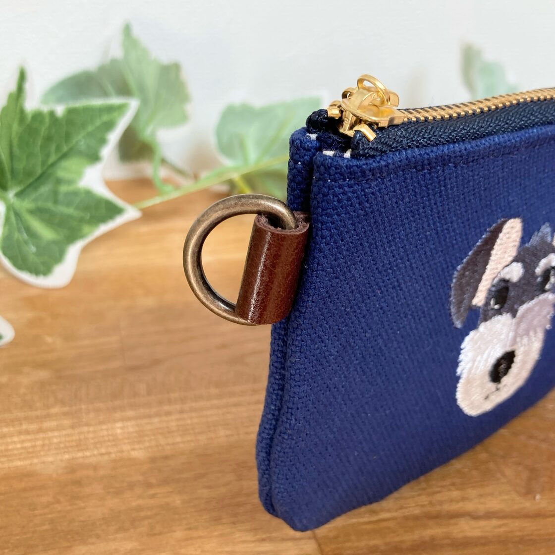 刺繍のコインケース〈シュナウザー/ネイビー〉 | Pay ID